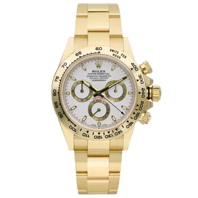 Pre-owned Rolex Cosmograph Daytona 18k Gold Stick White Dial Automatic Watch 116508