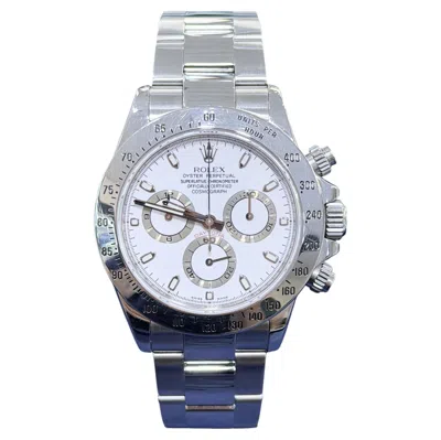Pre-owned Rolex Cosmograph Daytona 40mm White Dial Stainless Steel New Buckle 116520 Watch