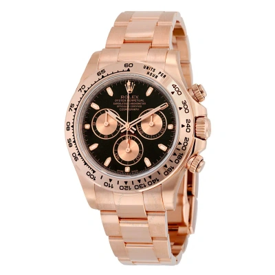 Rolex Cosmograph Daytona Black Dial 18k Everose Gold Oyster Bracelet Automatic Men's Watch 116505bks In Pink
