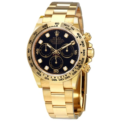 Rolex Cosmograph Daytona Black Diamond Dial Men's 18kt Yellow Gold Oyster Watch 116508bkdo