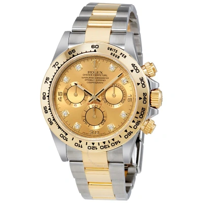 Rolex Cosmograph Daytona Champagne Diamond Dial Steel And 18k Yellow Gold Men's Watch In Metallic