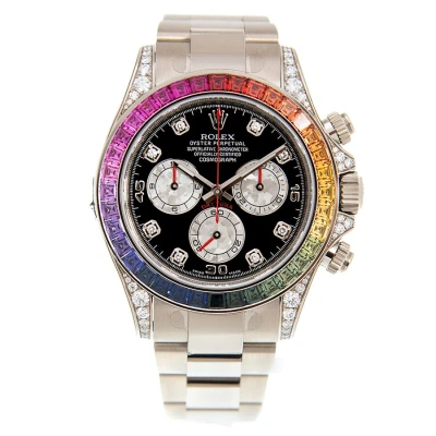Rolex Cosmograph Daytona Chronograph Rainbow Diamond Black Dial Watch 116599 Rbow In Black / Gold / Rainbow / White