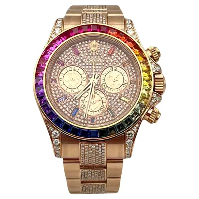 Pre-owned Rolex Cosmograph Daytona Everose Rainbow Aftermarket, With Box And Papers 2018 In Multi