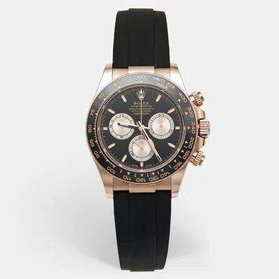 Pre-owned Rolex Cosmograph Daytona M126515ln-0002 Black Dial Cerachrom 18k Everose Gold Rubber Men's Wristwatch 40 M