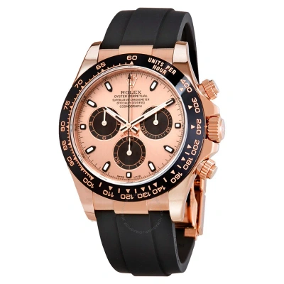 Rolex Cosmograph Daytona Pink And Black Dial Men's Chronograph Oysterflex Watch 116515pbksr In Gold