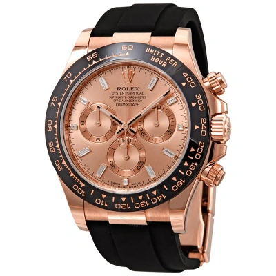 Rolex Cosmograph Daytona Pink Diamond Dial Men's Chronograph Oysterflex Watch 116515pkdr In Black