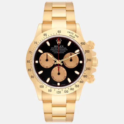 Pre-owned Rolex Cosmograph Daytona Yellow Gold Black Dial Men's Watch 40 Mm