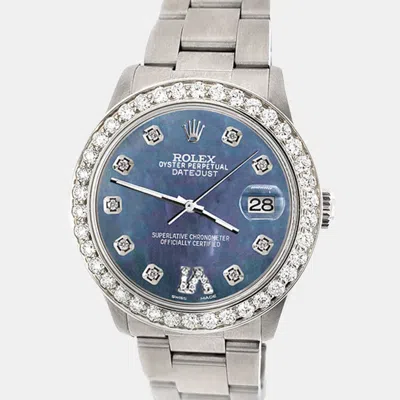 Pre-owned Rolex Custom Black 1.62ct Diamond Stainless Steel Datejust Automatic Women's Wristwatch 31 Mm