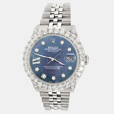 Pre-owned Rolex Custom Black 2.95ct Diamond Stainless Steel Datejust Automatic Women's Wristwatch 31 Mm