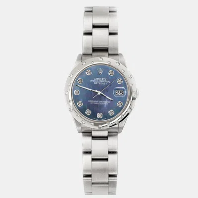 Pre-owned Rolex Custom Black Diamond Stainless Steel Datejust 78240 Automatic Women's Wristwatch 31 Mm