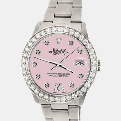 Pre-owned Rolex Custom Orchid Pink 1.62ct Diamond Stainless Steel Datejust Automatic Women's Wristwatch 31 Mm