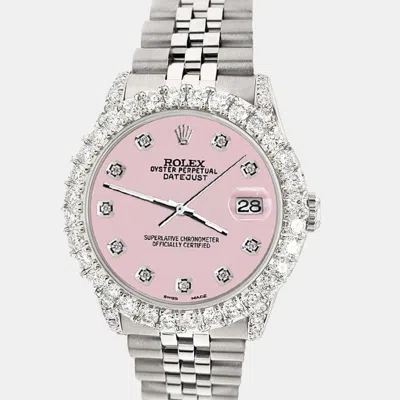 Pre-owned Rolex Custom Orchid Pink 2.95ct Diamond Stainless Steel Datejust Automatic Women's Wristwatch 31 Mm