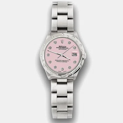 Pre-owned Rolex Custom Orchid Pink Diamond Stainless Steel Datejust 78240 Automatic Women's Wristwatch 31 Mm