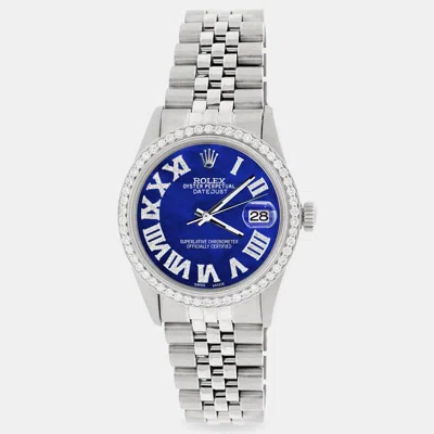 Pre-owned Rolex Custom Pearl Diamond Stainless Steel Datejust Automatic Men's Wristwatch 36mm