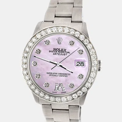 Pre-owned Rolex Custom Pink 1.62ct Diamond Stainless Steel Datejust Automatic Women's Wristwatch 31 Mm