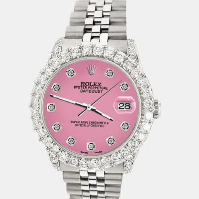 Pre-owned Rolex Custom Pink 2.95ct Diamond Stainless Steel Datejust Automatic Women's Wristwatch 31 Mm