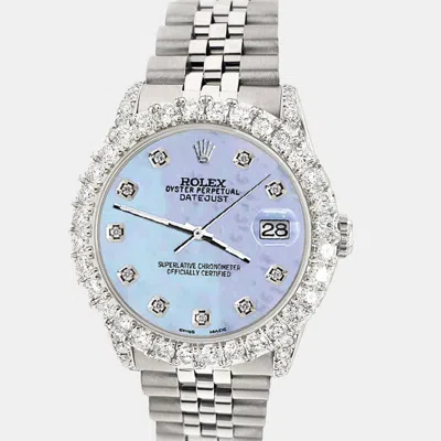Pre-owned Rolex Custom /purple Mop 2.95ct Diamond Stainless Steel Datejust Automatic Women's Wristwatch 31 Mm