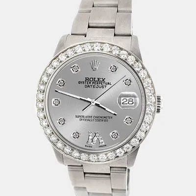Pre-owned Rolex Custom Silver 1.62ct Diamond Stainless Steel Datejust Automatic Women's Wristwatch 31 Mm