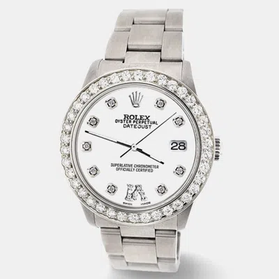 Pre-owned Rolex Custom White 1.62ct Diamond Stainless Steel Datejust Automatic Women's Wristwatch 31 Mm