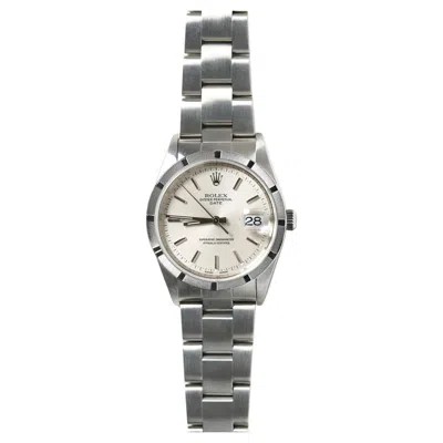 Pre-owned Rolex Date 34mm Silver Index Dial Steel Engine Turned Bezel #15210 Full Set 1999 In Multiple