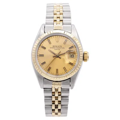 Pre-owned Rolex Date Two-tone Stainless Steel Automatic Women's Watch Ref 6917 In Multiple