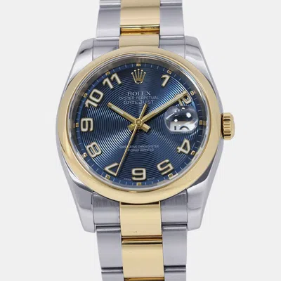 Pre-owned Rolex Datejust 116203 Blue 18k Yellow Gold Stainless Steel Automatic Men's Watches 36mm