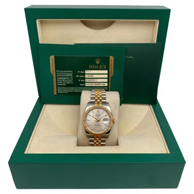 Pre-owned Rolex Datejust 116233 36mm Steel 18k Yellow Gold Silver Dial Watch B&p
