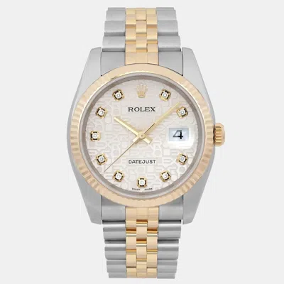 Pre-owned Rolex Datejust 116233 Silver Rose Gold Stainless Steel Diamond Automatic Men Wristwatch 36mm