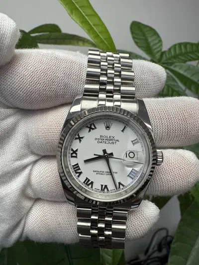 Pre-owned Rolex Datejust 116234 Roman White Dial Watch