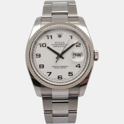 Pre-owned Rolex Datejust 116234 White Stainless Steel Automaticnmen Wristwatch 36mm
