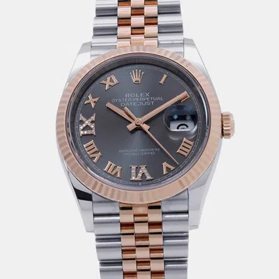 Pre-owned Rolex Datejust 126231 Grey 18k Rose Gold Stainless Steel Automatic Men's Watches 36mm