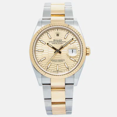 Pre-owned Rolex Datejust 126233 Automatic Gold 18k Yellow Gold Stainless Steel Women's Wristwatch 36 Mm