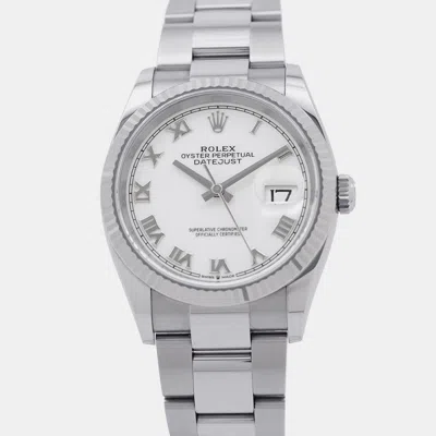 Pre-owned Rolex Datejust 126234 Automatic White 18k White Gold Stainless Steel Men's Wristwatch 36 Mm