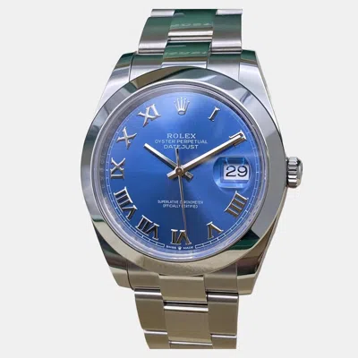 Pre-owned Rolex Datejust 126300 Automatic Blue Roman Dial Stainless Steel Men's Wristwatch 41 Mm
