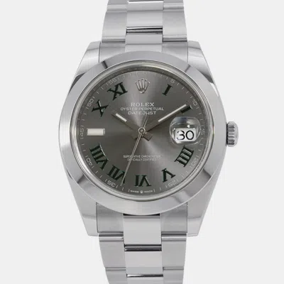 Pre-owned Rolex Datejust 126300 Automatic Grey Stainless Steel Men's Wristwatch 41 Mm In Gray