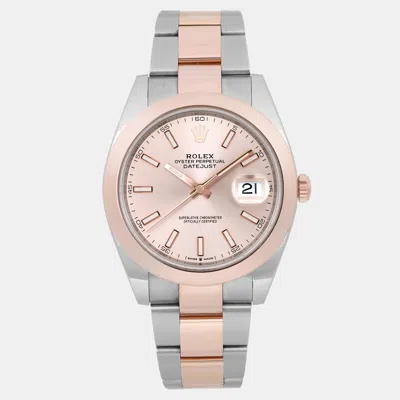 Pre-owned Rolex Datejust 126301 Automatic Sundust Dial Stainless Steel 18k Rose Gold Men's Wristwatch 41 Mm In Pink