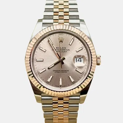 Pre-owned Rolex Datejust 126331 Automatic Sundust 18k Rose Gold Stainless Steel Men's Wristwatch 41 Mm In Pink