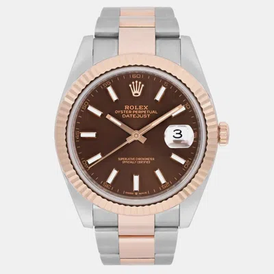 Pre-owned Rolex Datejust 126331 Brown Rose Gold Stainless Steel Automatic Men's Wristwatch 41mm