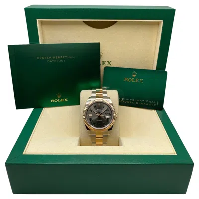 Pre-owned Rolex Datejust 126331 Steel 18k Rose Gold Wimbledon Roman Dial Watch Box Papers In Red