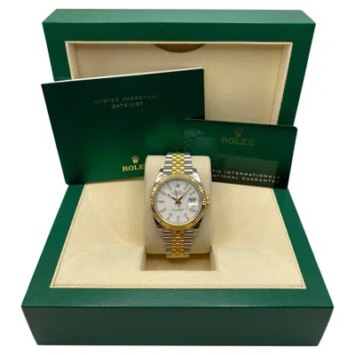 Pre-owned Rolex Datejust 126333 41mm Steel 18k Yellow Gold White Dial Automatic Watch B&p