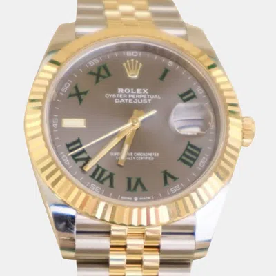 Pre-owned Rolex Datejust 126333 Automatic Grey 18k Yellow Gold Stainless Steel Men's Wristwatch 41 Mm In Gray