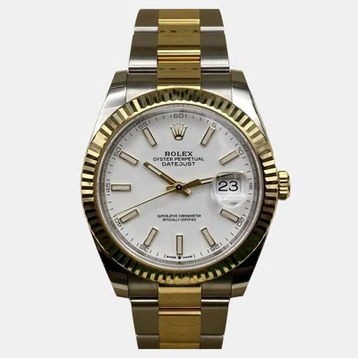 Pre-owned Rolex Datejust 126333 Automatic White Dial Stainless Steel Yellow Gold Men's Wristwatch 41mm