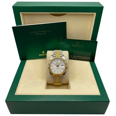 Pre-owned Rolex Datejust 126333 Steel 18k Yellow Gold White Dial Automatic Watch B&p