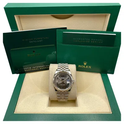Pre-owned Rolex Datejust 126334 41mm Steel Jubilee Wimbledon Dial Watch Box Paper In Multi