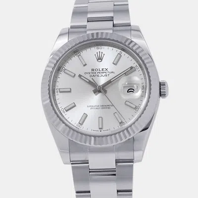Pre-owned Rolex Datejust 126334 Silver Stainless Steel Automatic Men Wristwatch 41mm