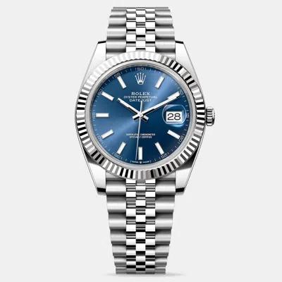 Pre-owned Rolex Datejust 126334-0002 Blue Index Men's Wristwatch 41mm