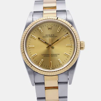 Pre-owned Rolex Datejust 14233 Gold 18k Yellow Gold Stainless Steel Automatic Men's Watch 34mm