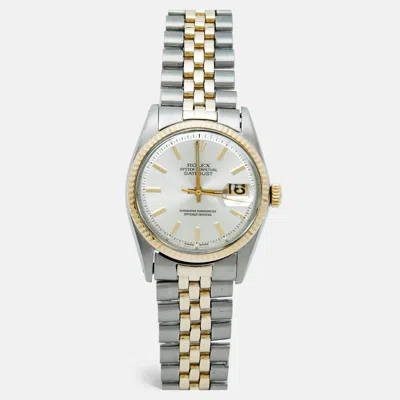 Pre-owned Rolex Datejust 1601 Automatic Silver Dial 14k Yellow Gold Stainless Steel Men's Wristwatch 36 Mm