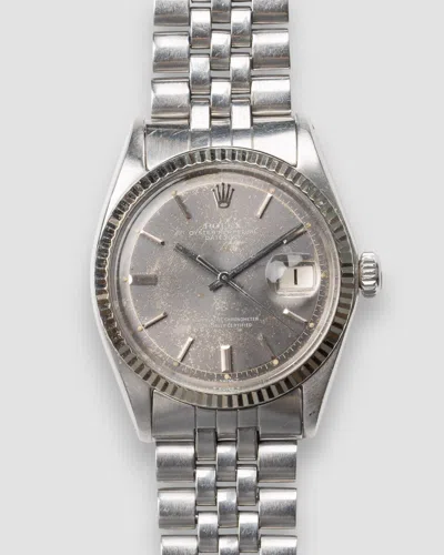 Pre-owned Rolex Datejust 1601 Gray Starburst Piepan Dial 18k Wg Fluted Bezel Jubilee 1969