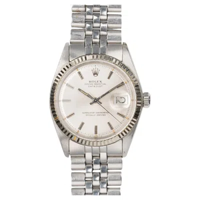 Pre-owned Rolex Datejust 1601 Silver Piepan Dial 18k Wg Fluted Bezel 1973 In Multi
